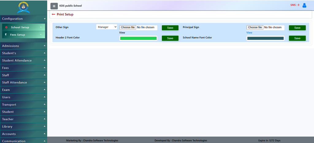 Print Setup Dashboard
