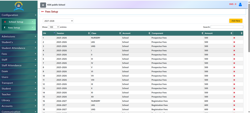prospectus fees master dashboard