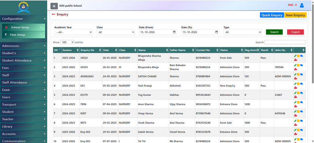 Enquiry Dashboard