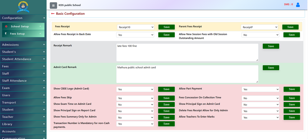 Basic Configuration Dashboard
